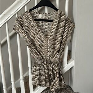 Patterned V-Neck Women's Top